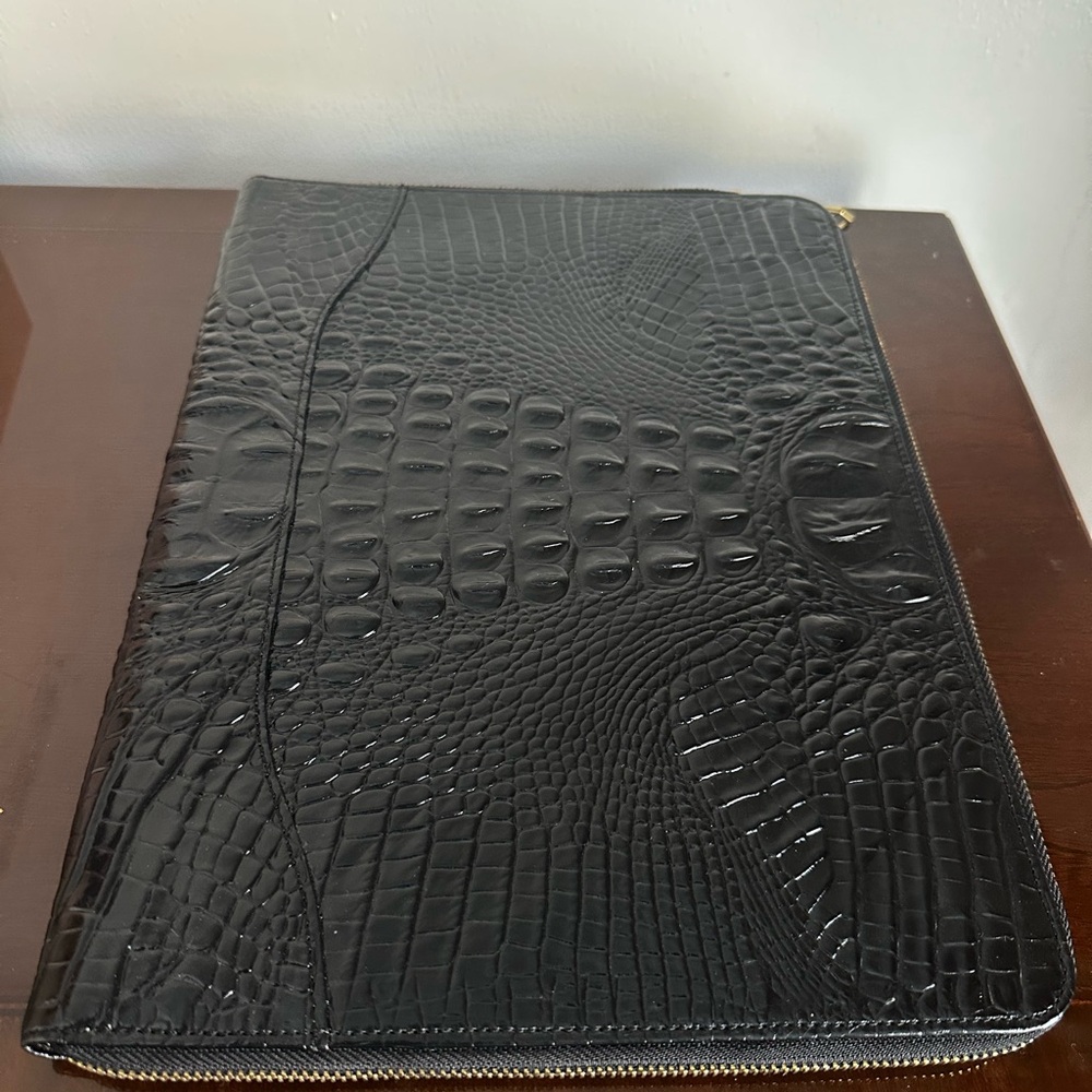 Brahmin Black Crocodile-Embossed Pad Cover